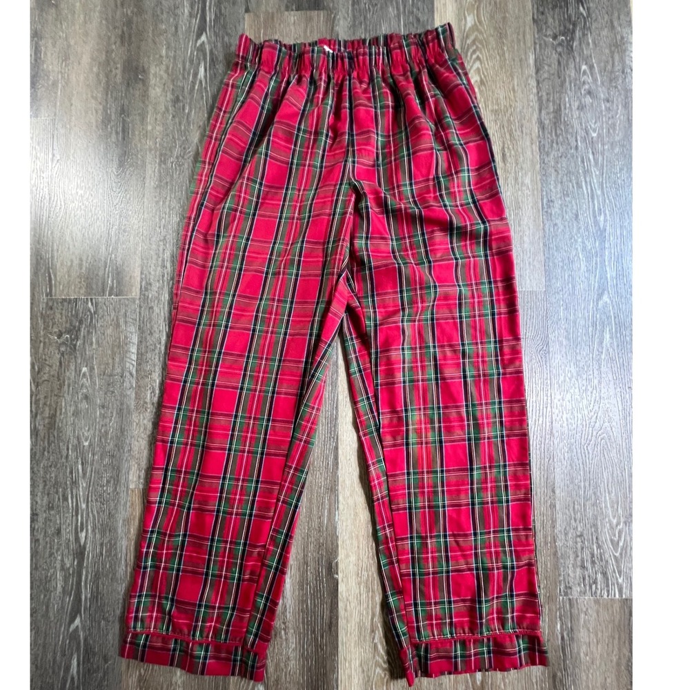 Disney Store Pajama Pants Unisex Large Red Plaid Tartan Elastic Waist Sleepwear